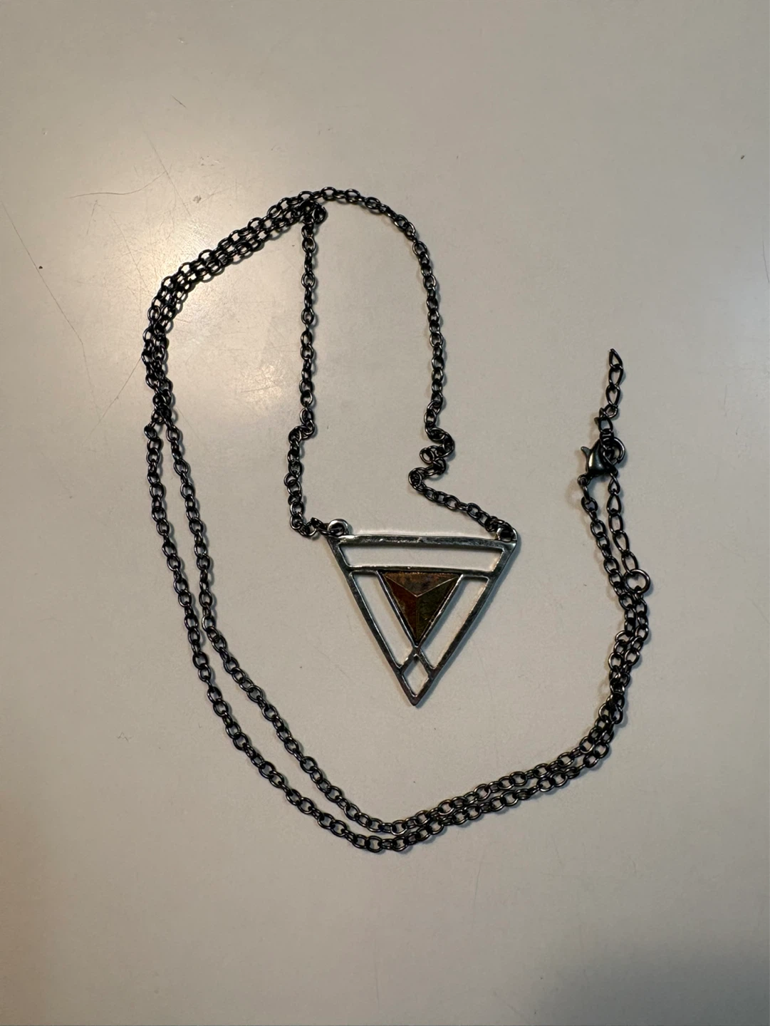 Geometric Triangle Pendant Necklace