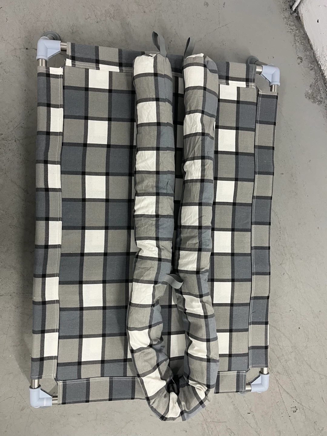 Plaid Elevated Pet Cot with Bolsters