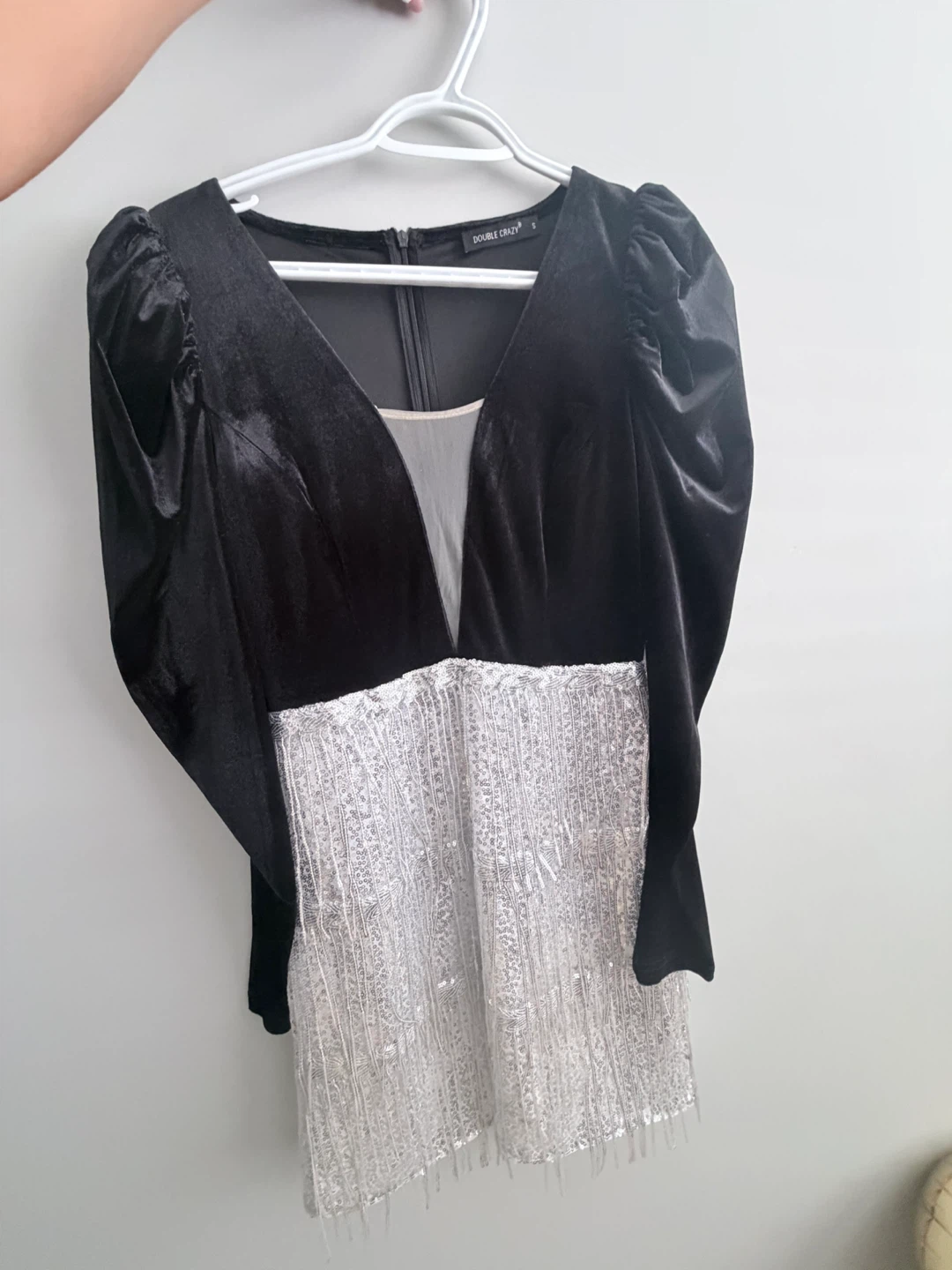 Double Crazy Black & Silver Sequin Fringe Dress - photo 2