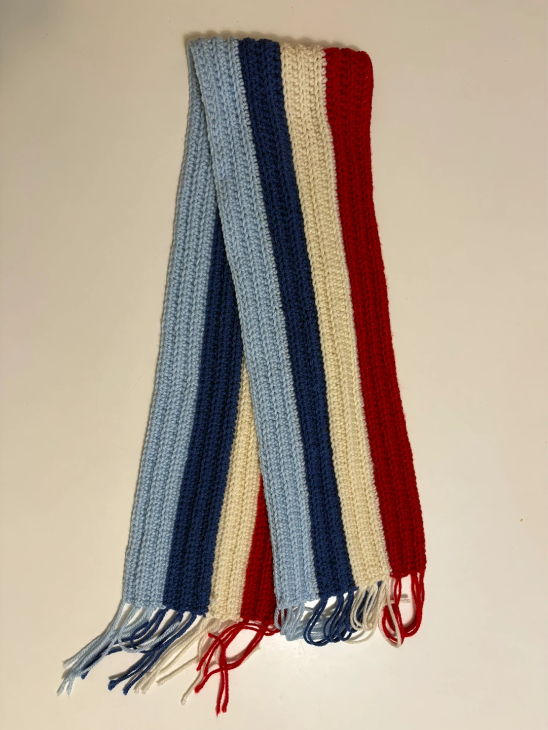 Striped Crocheted Scarf with Fringes