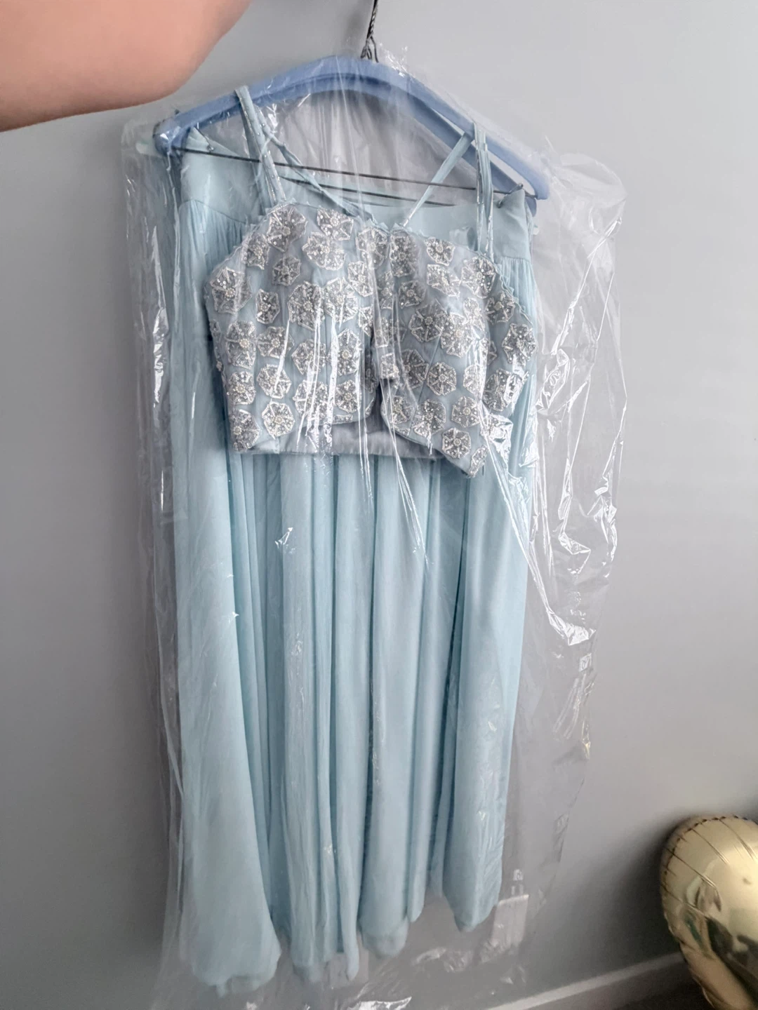 Light Blue Embellished Two-Piece Dress