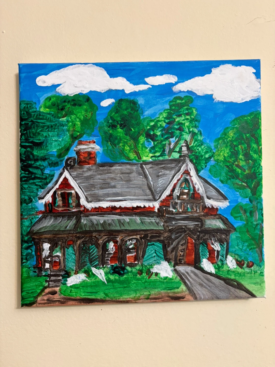 Acrylic Painting of a Cabin