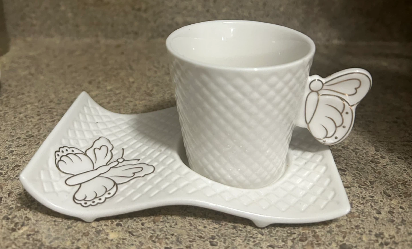 Set of 6 Coffee Cups and Saucers with Butterfly Design - photo 2