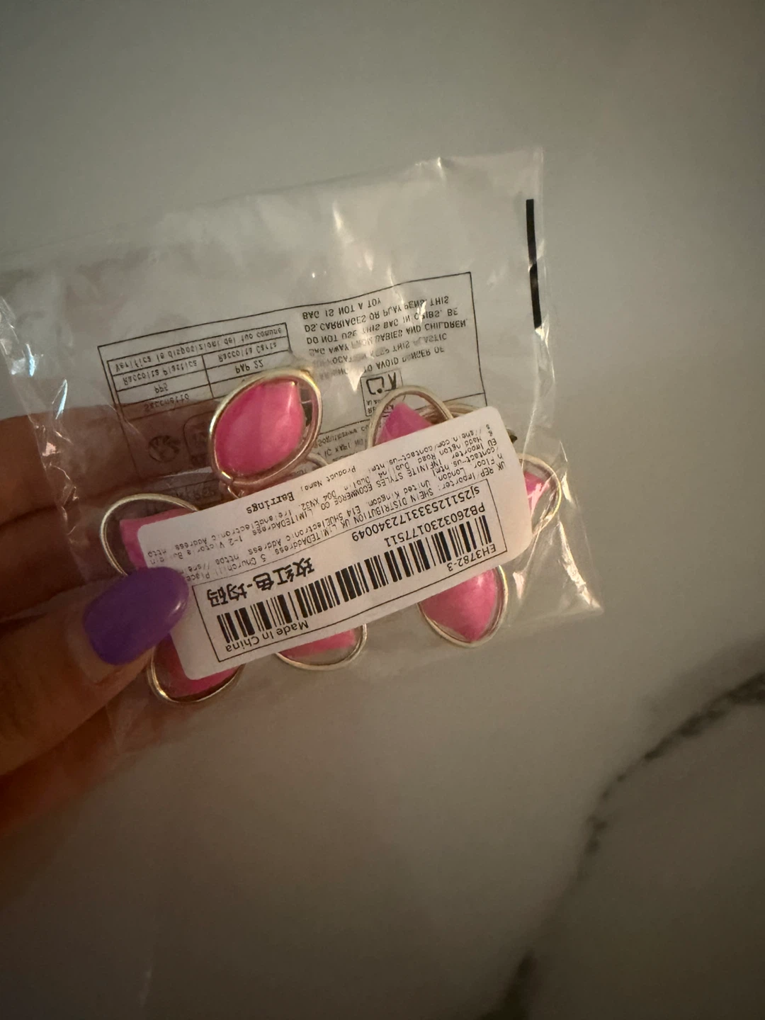 Pink Flower Dangle Earrings with Gold Tone - photo 3