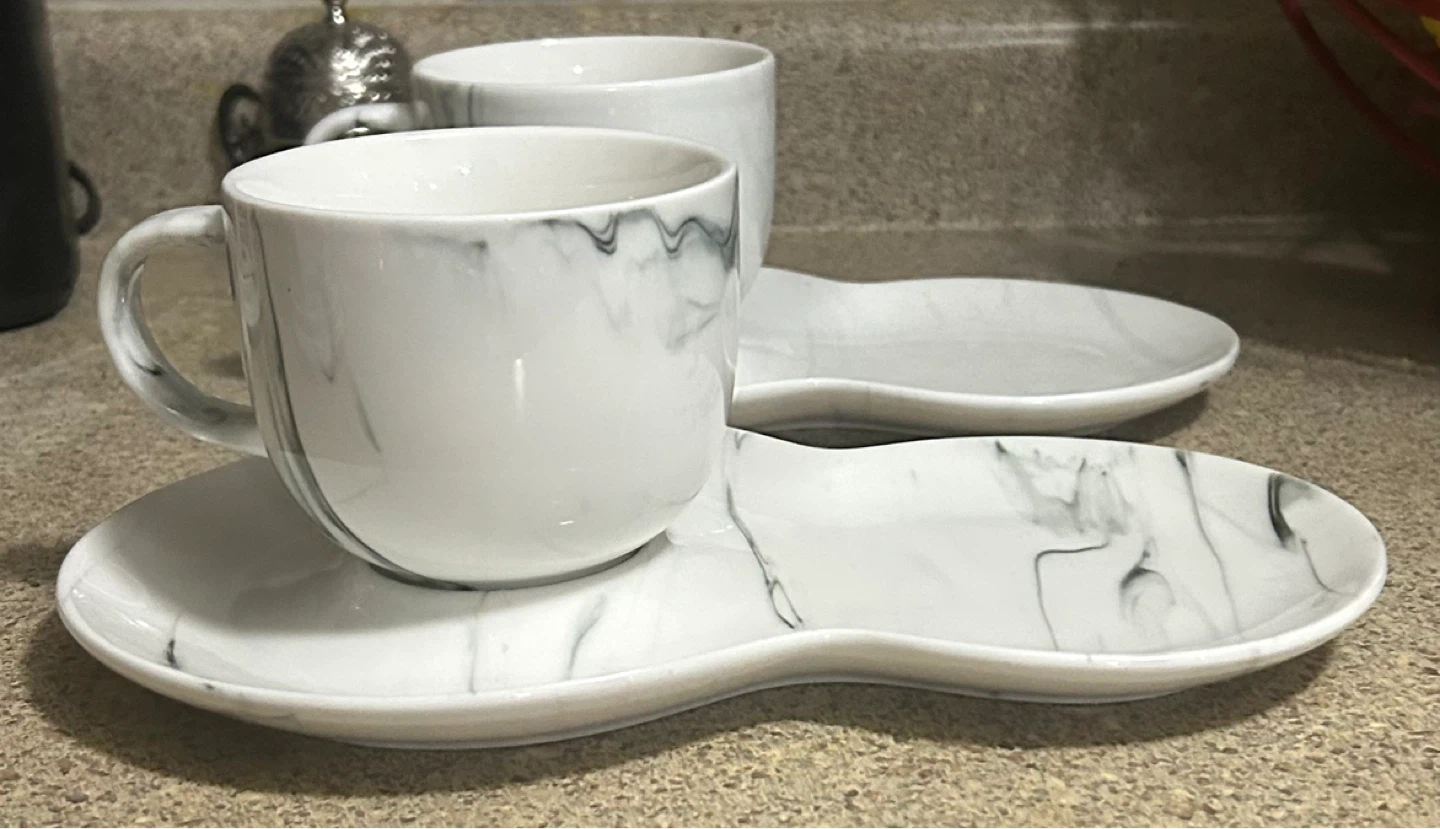 Entertaining Stuff Marble Porcelain Cup & Saucer Set (2 Pieces) - photo 2