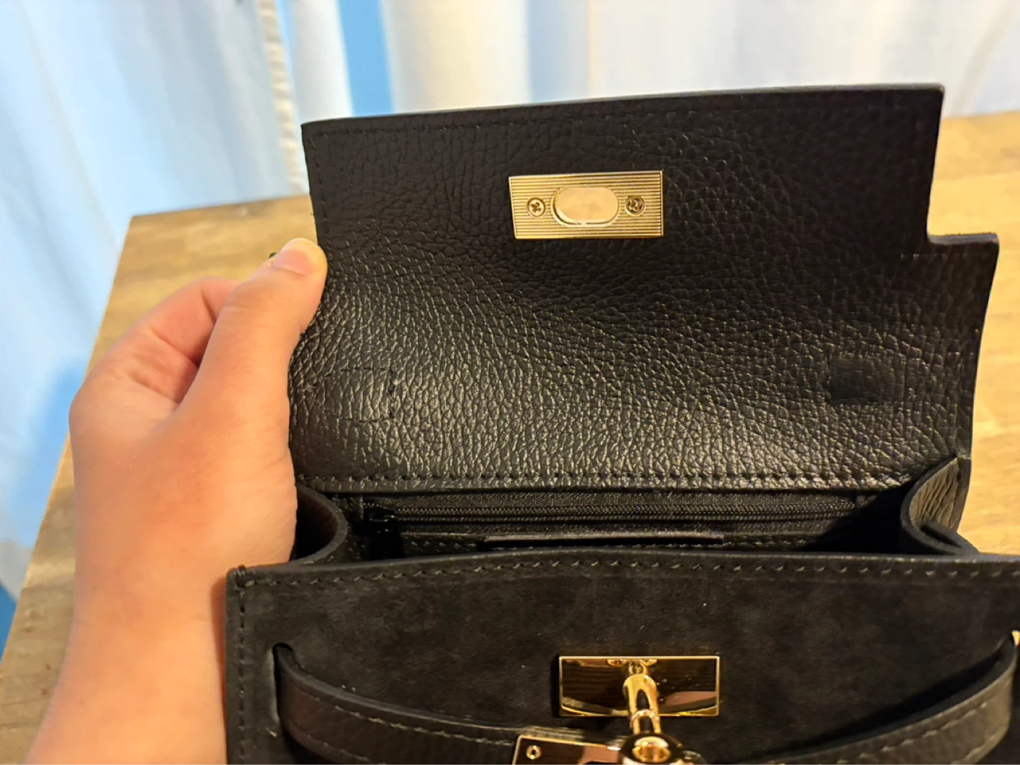 Borse in Pelle Black Suede and Leather Top Handle Handbag - photo 5
