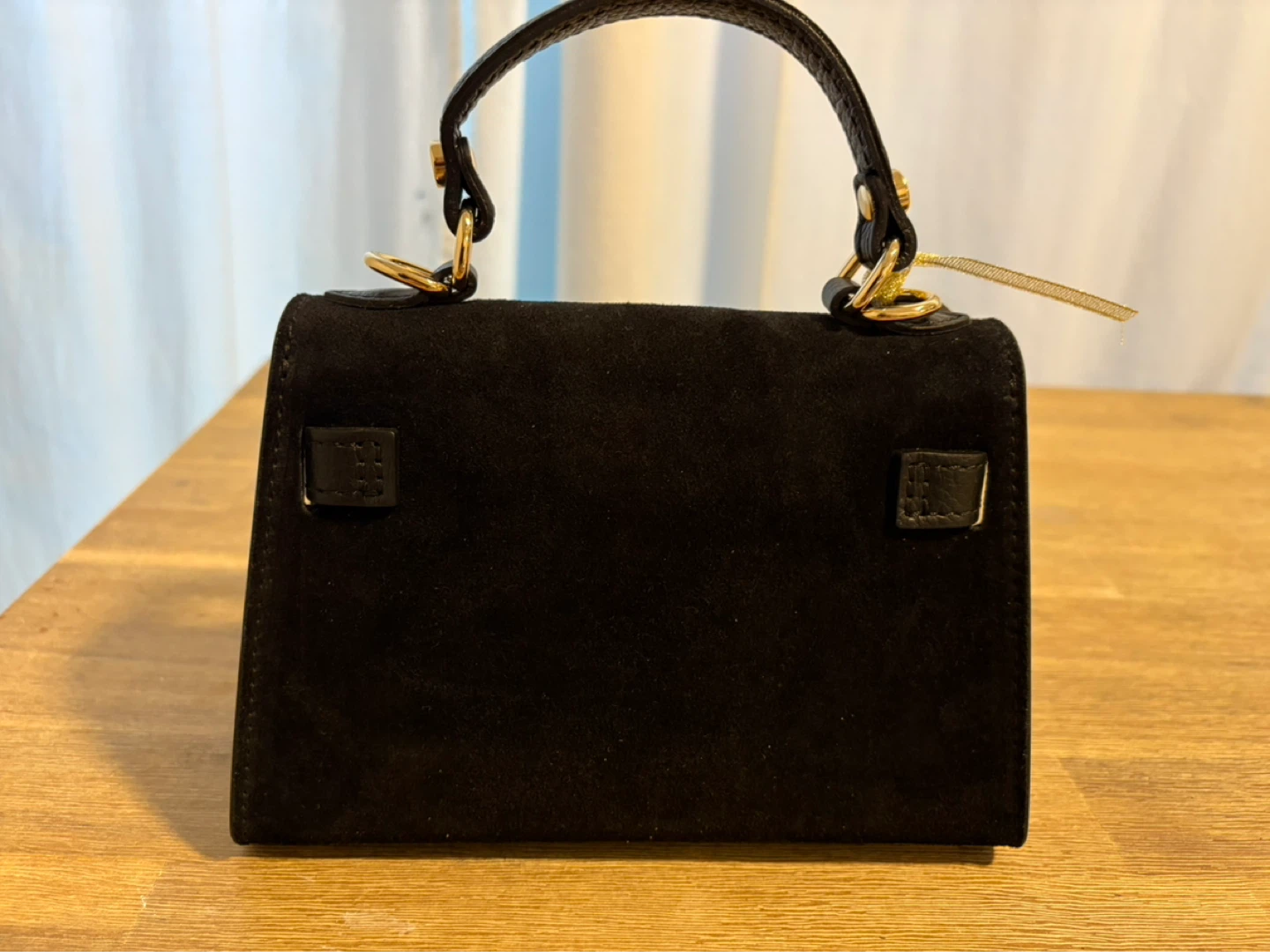 Borse in Pelle Black Suede and Leather Top Handle Handbag - photo 2