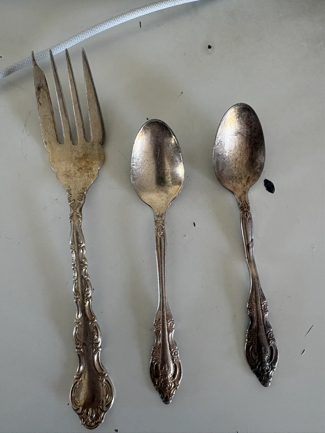 Ornate Silver Plated Fork and Spoons Set