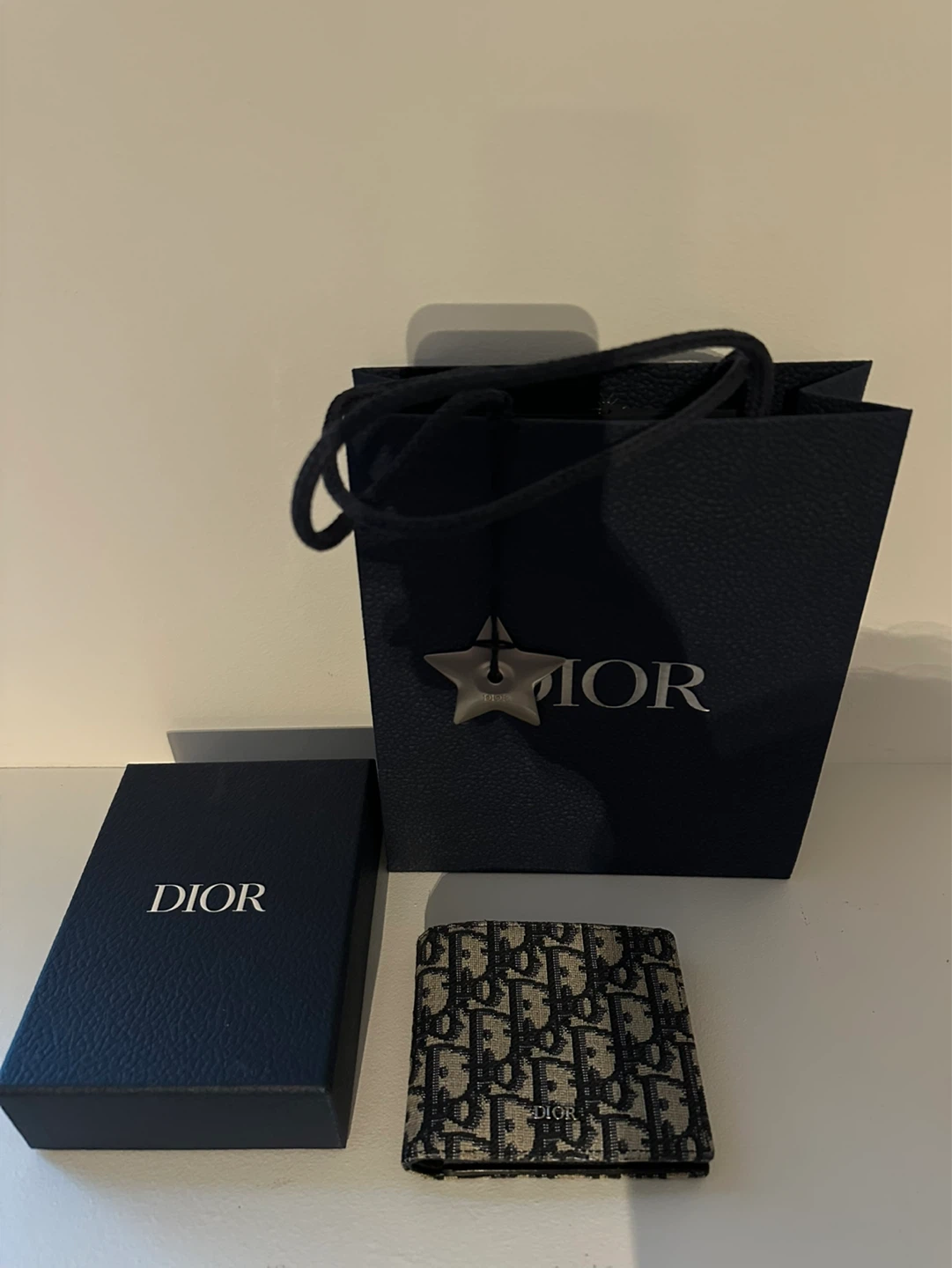 Dior Bifold Wallet - Beige and Black Oblique Jacquard