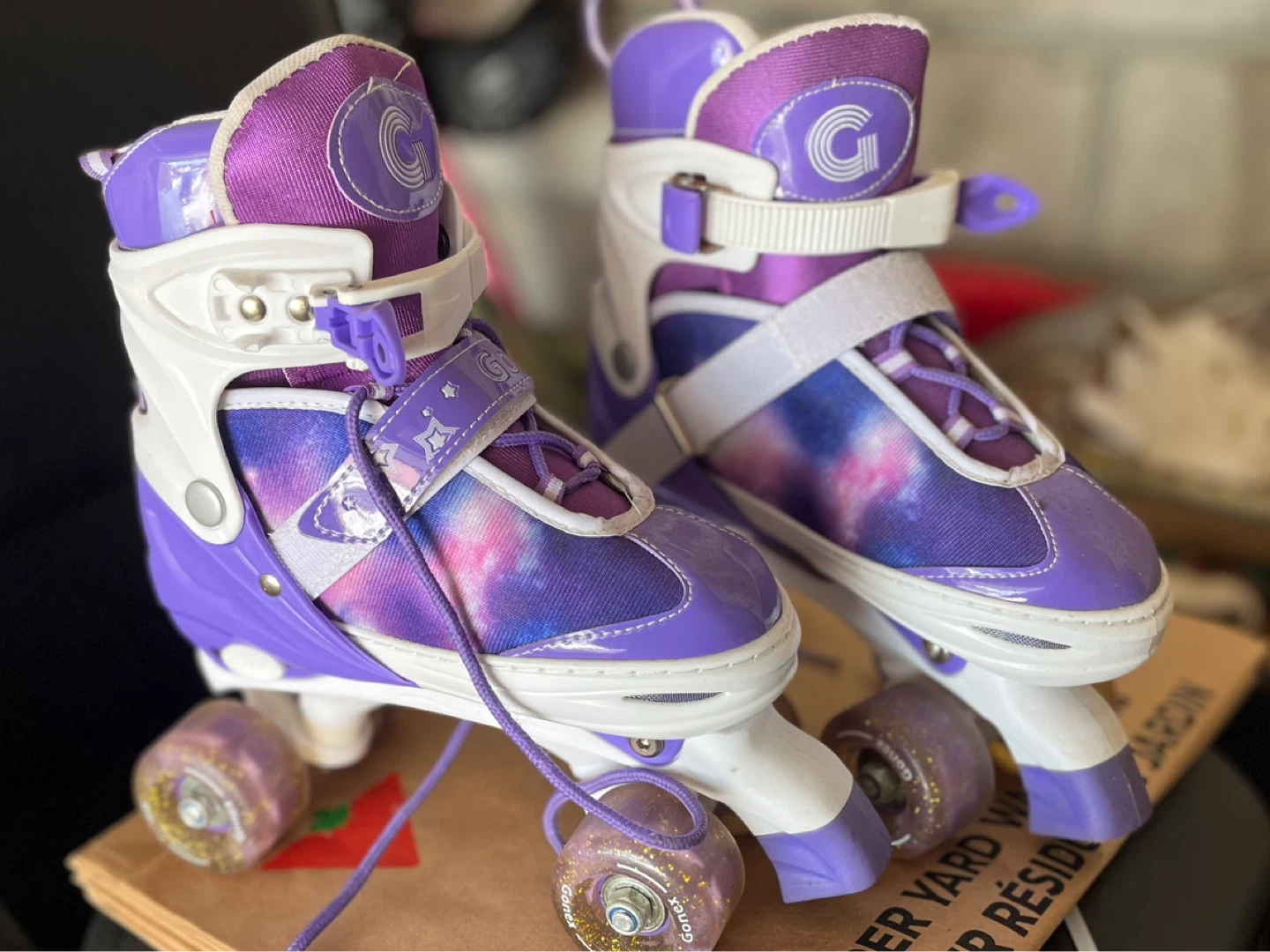 Gonex Adjustable Roller Skates - Purple/Galaxy Print