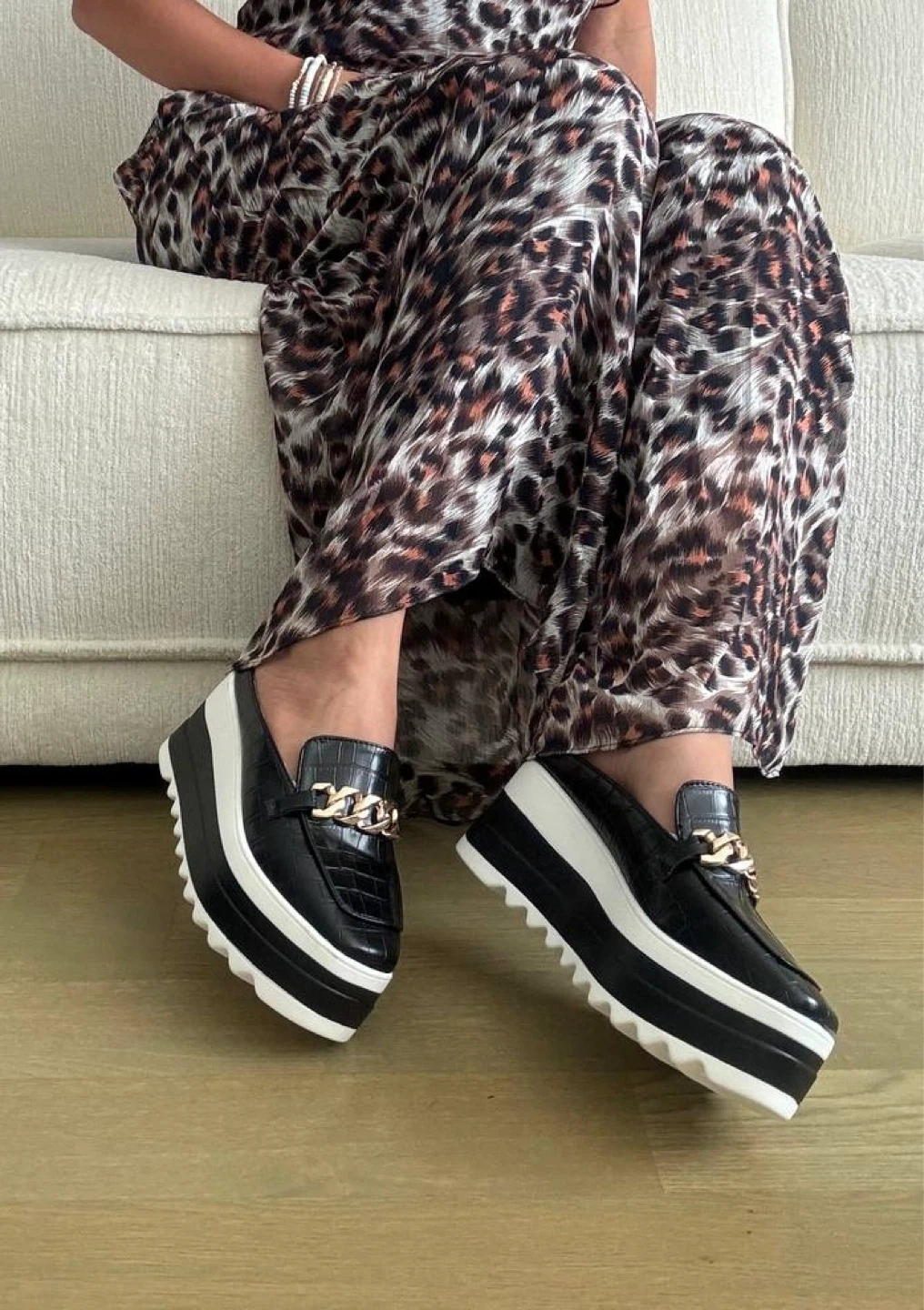 Platform Loafers with Chain Detail