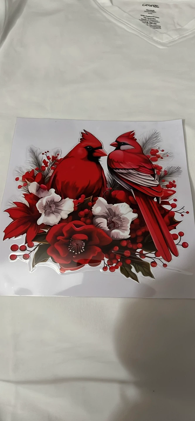 Cardinal and floral sticker