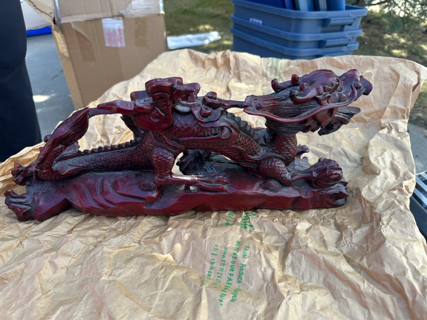 Red Dragon Figurine Carving