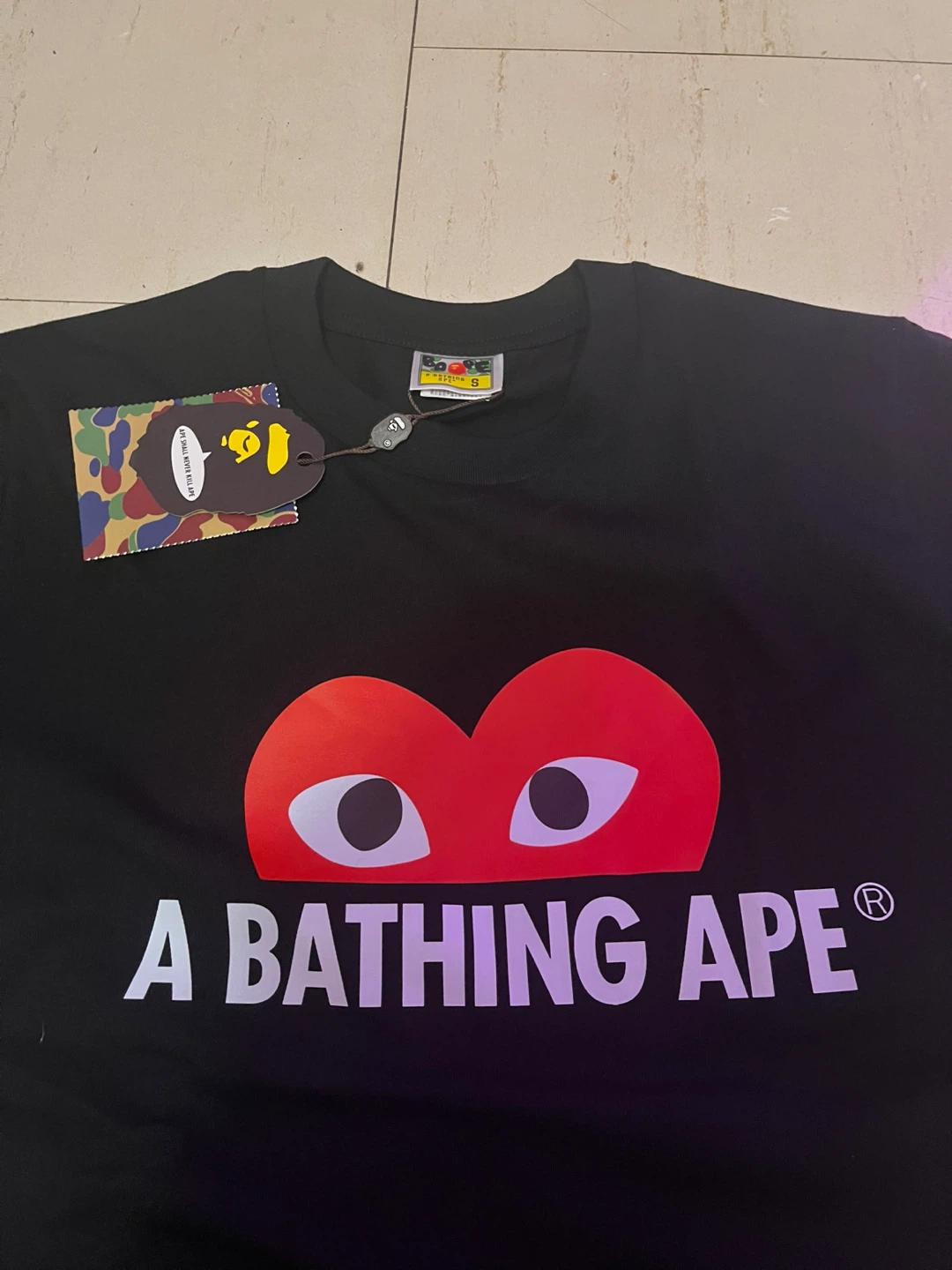 A Bathing Ape x Comme des Garçons PLAY Black T-Shirt - photo 2