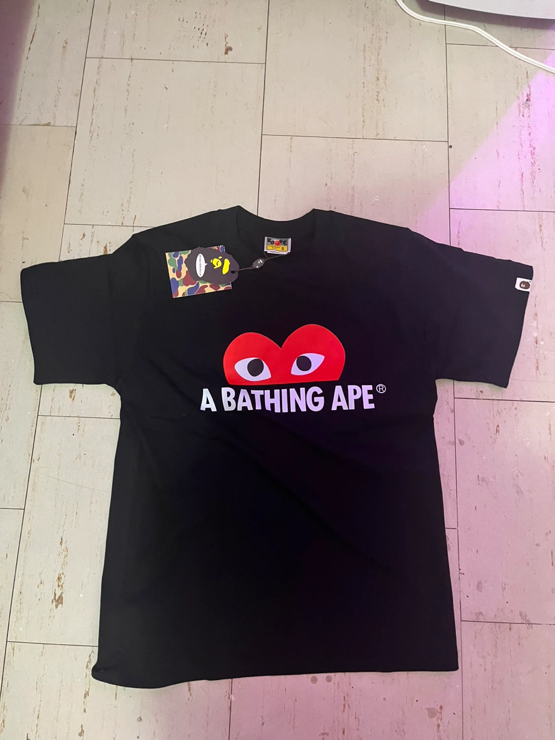 A Bathing Ape x Comme des Garçons PLAY Black T-Shirt
