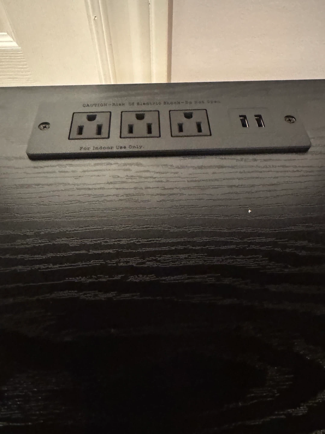 Black TV Stand with Built-in Power Outlets and LED Lights - photo 4