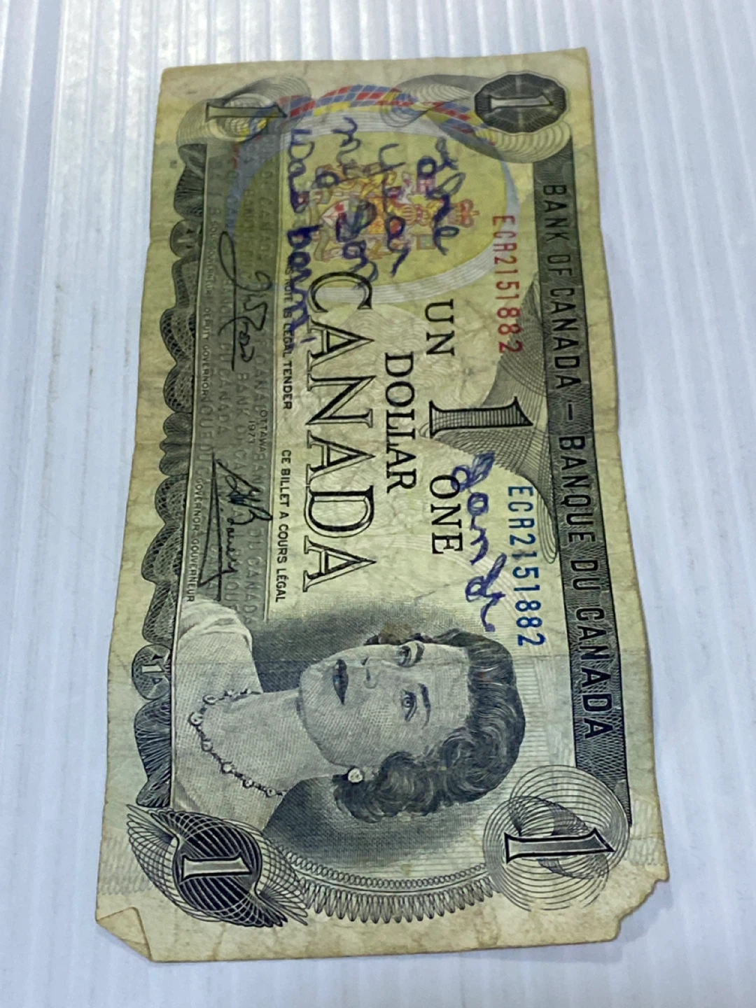 Bank of Canada 1 Dollar Bill
