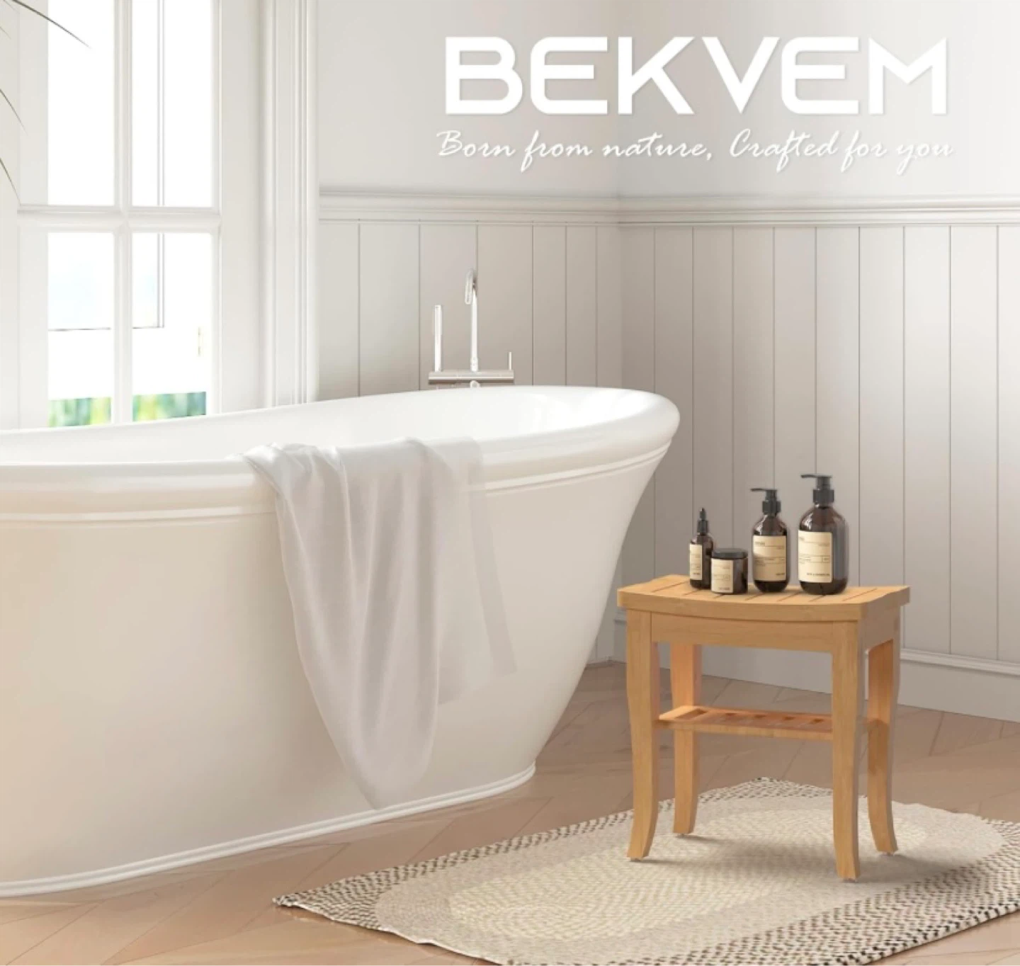 New Bamboo Shower Bench Small Side Table - photo 3