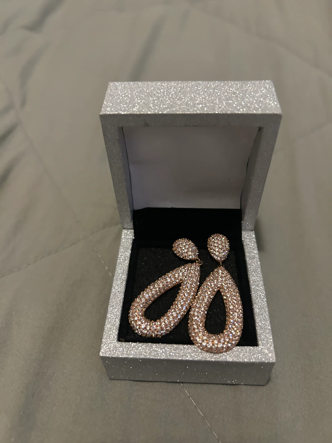 Rose Gold Teardrop Italian Silver Earrings