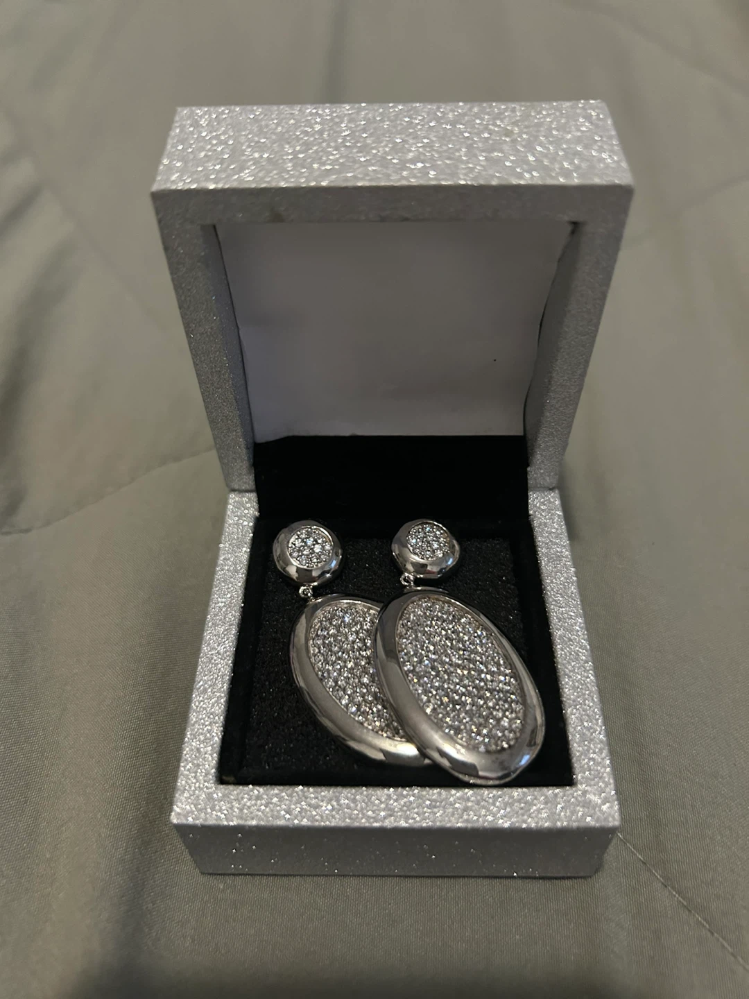 Italian Silver Oval Drop Earrings