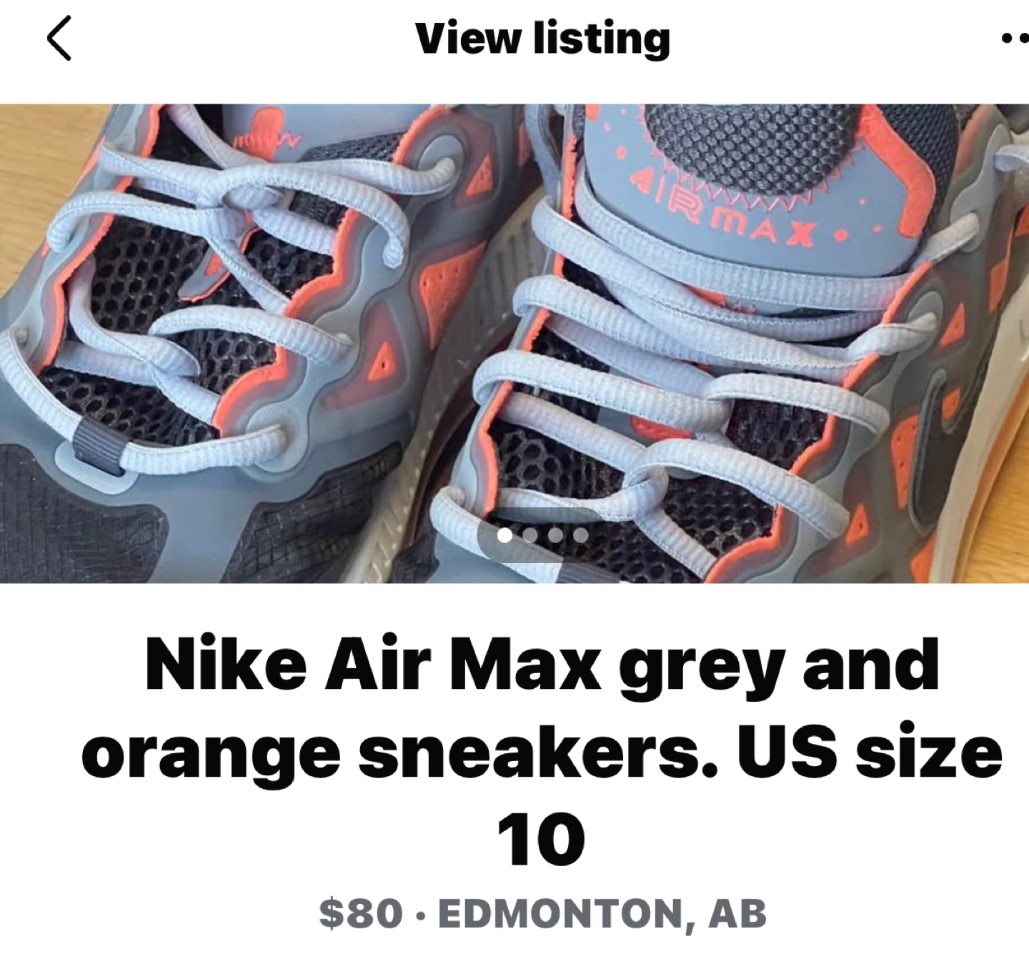 Nike Air Max grey and orange sneakers - US size 10