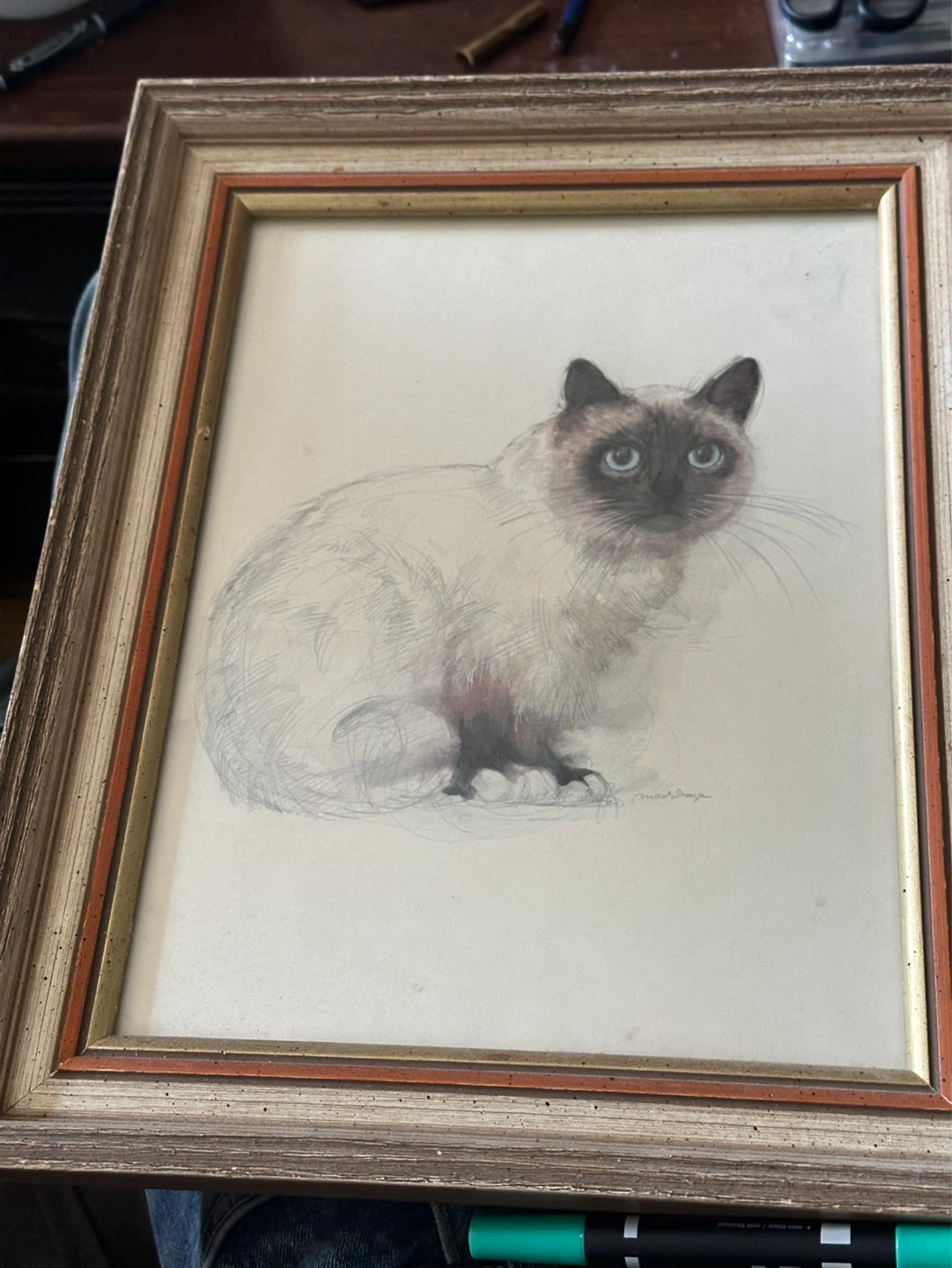 Vintage Danish  Mads Stage Siamese cat lithograph print