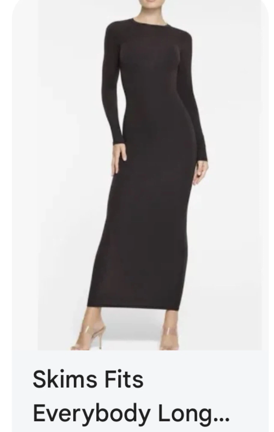 SKIMS Fits Everybody Long Sleeve Dress - Black - XS