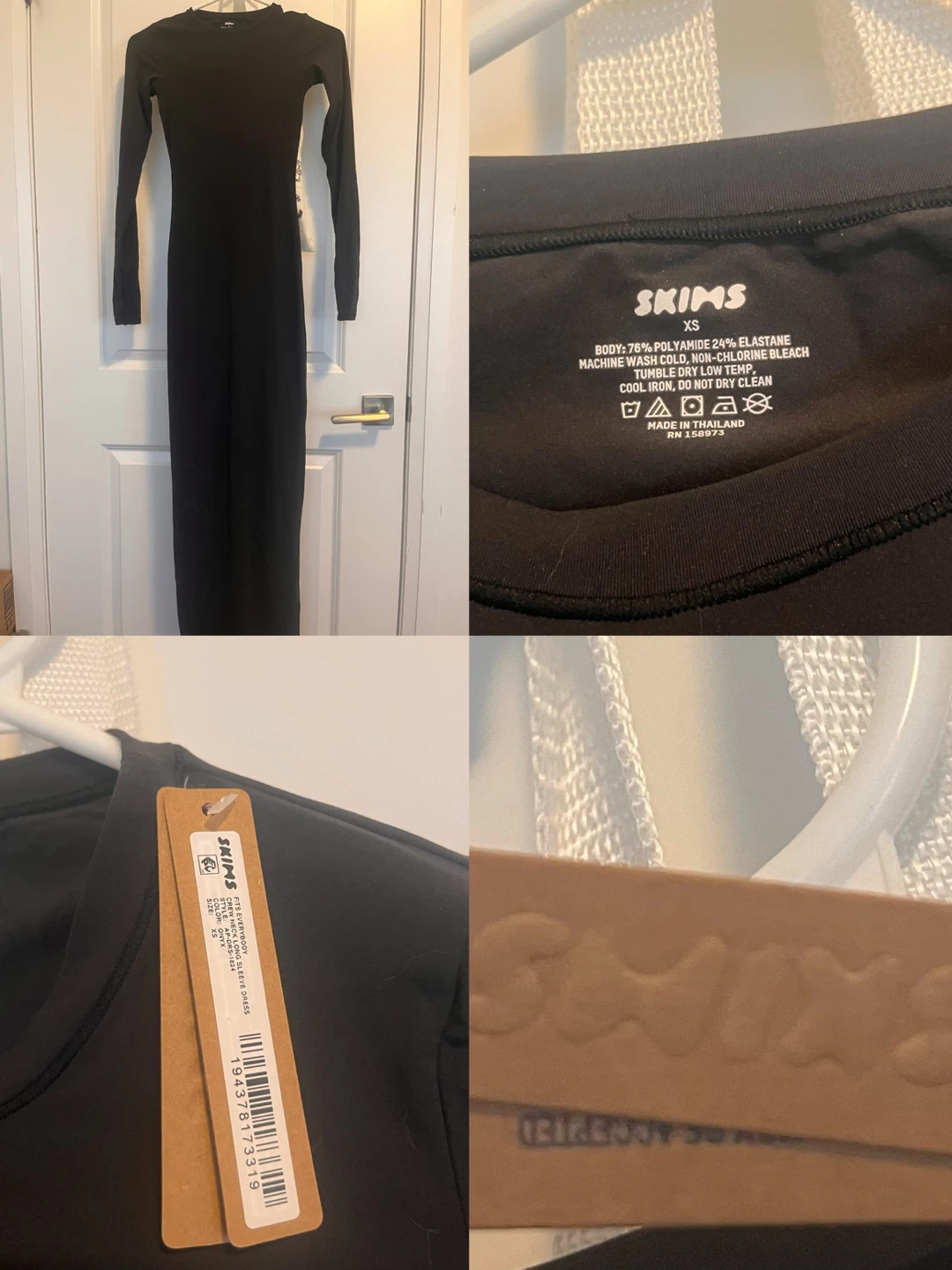 SKIMS Fits Everybody Long Sleeve Dress - Black - XS - photo 2