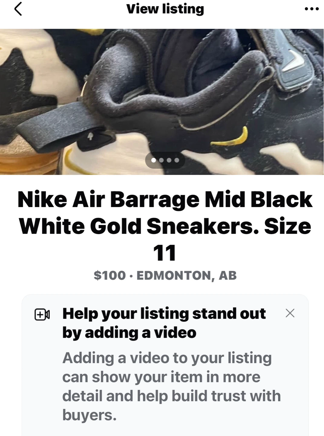 Nike Air Barrage Mid Sneakers - Black White Gold - Size 11