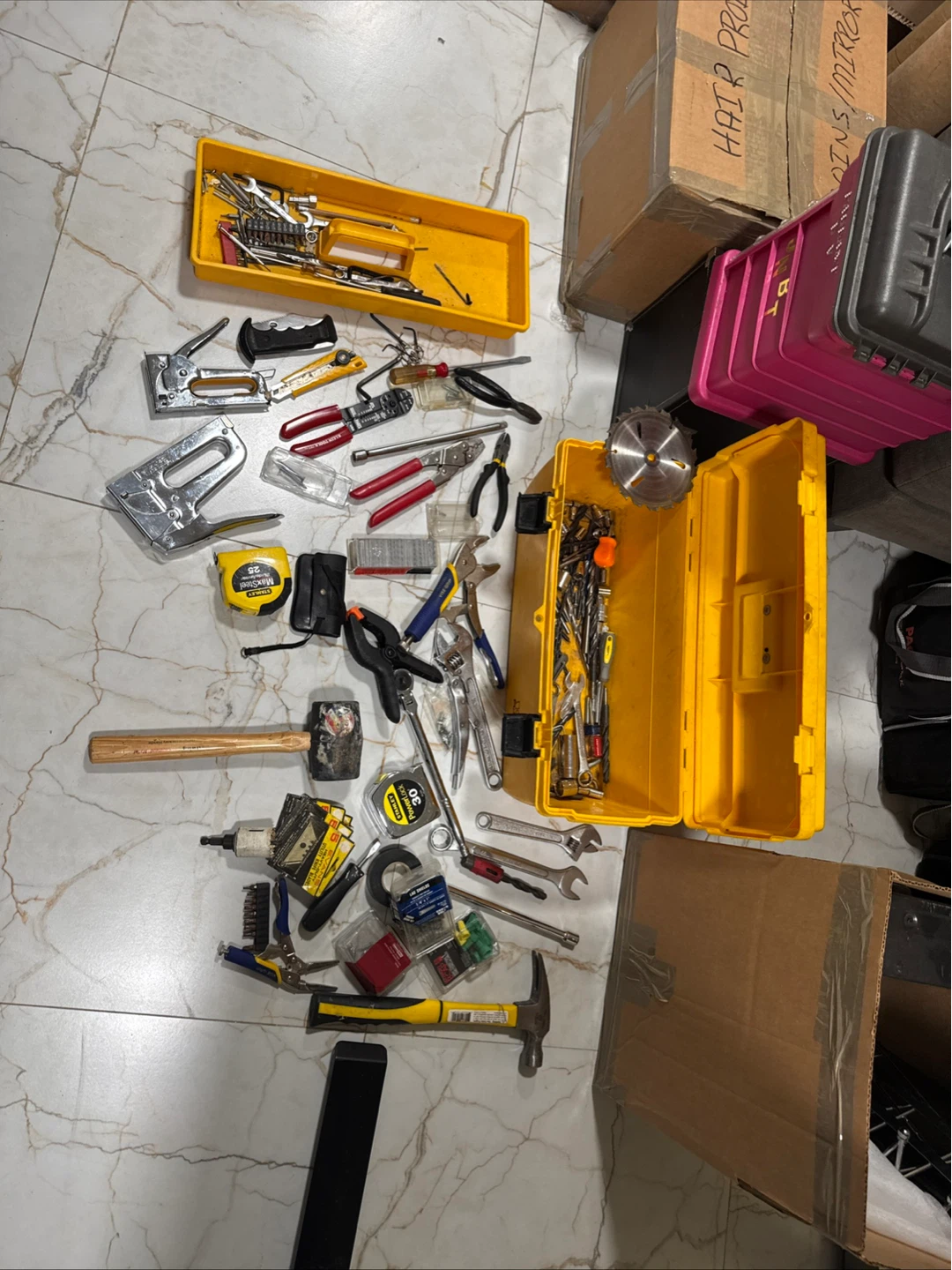 Yellow Plastic Toolbox with Assorted Tools - photo 4