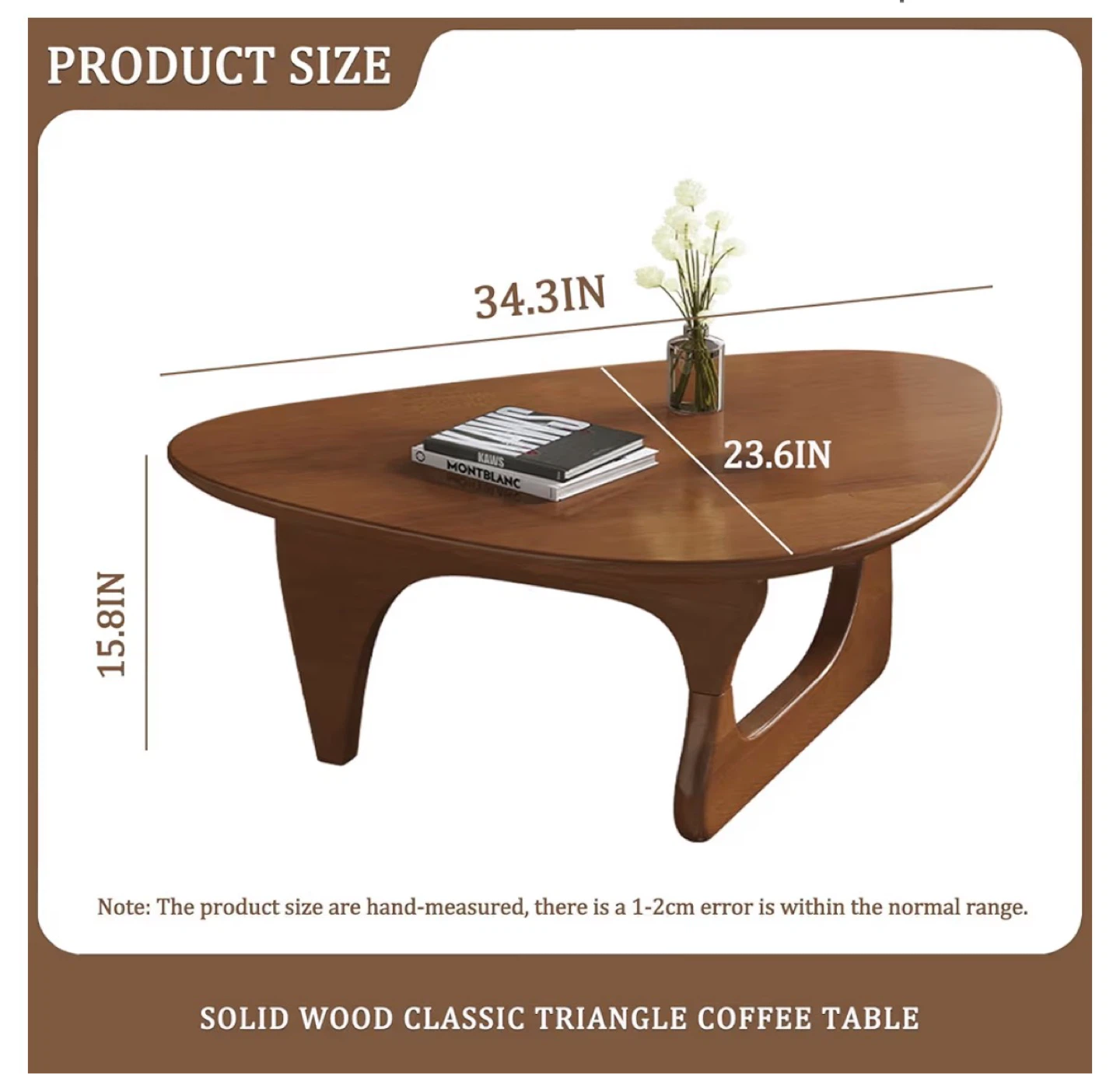 Nordic style Solid Wood Triangle Coffee Table - photo 2