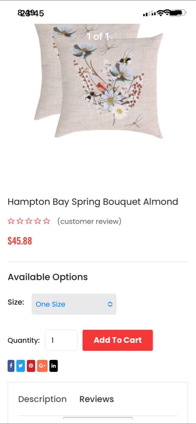 Hampton Bay Spring Bouquet Almond Throw Pillow