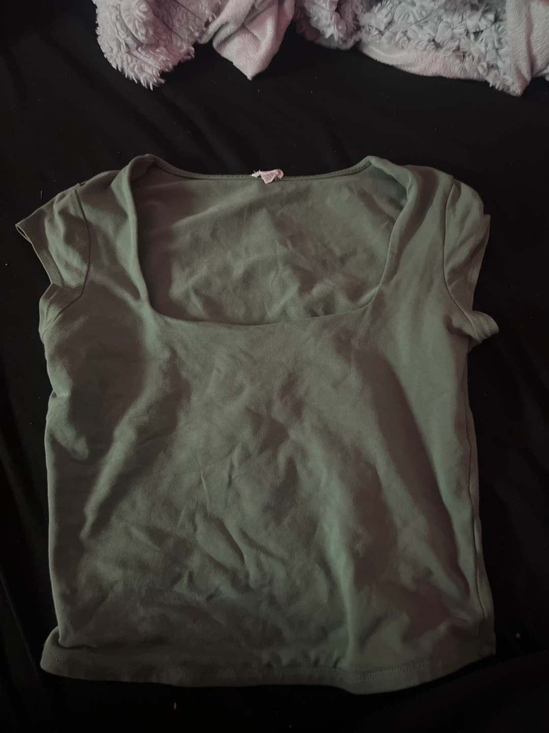 Garage Green Square Neck Crop Top