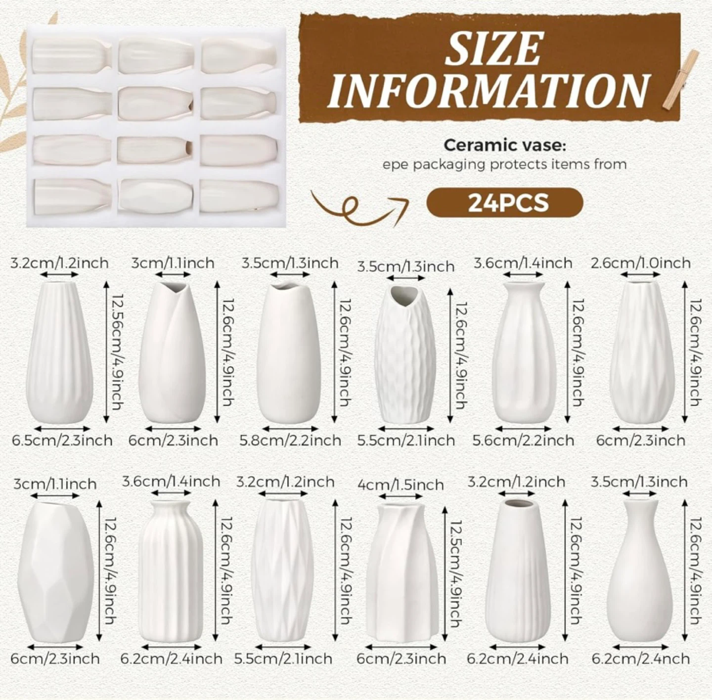 New Set of 24 5'' White Ceramic Bud Vase - photo 2