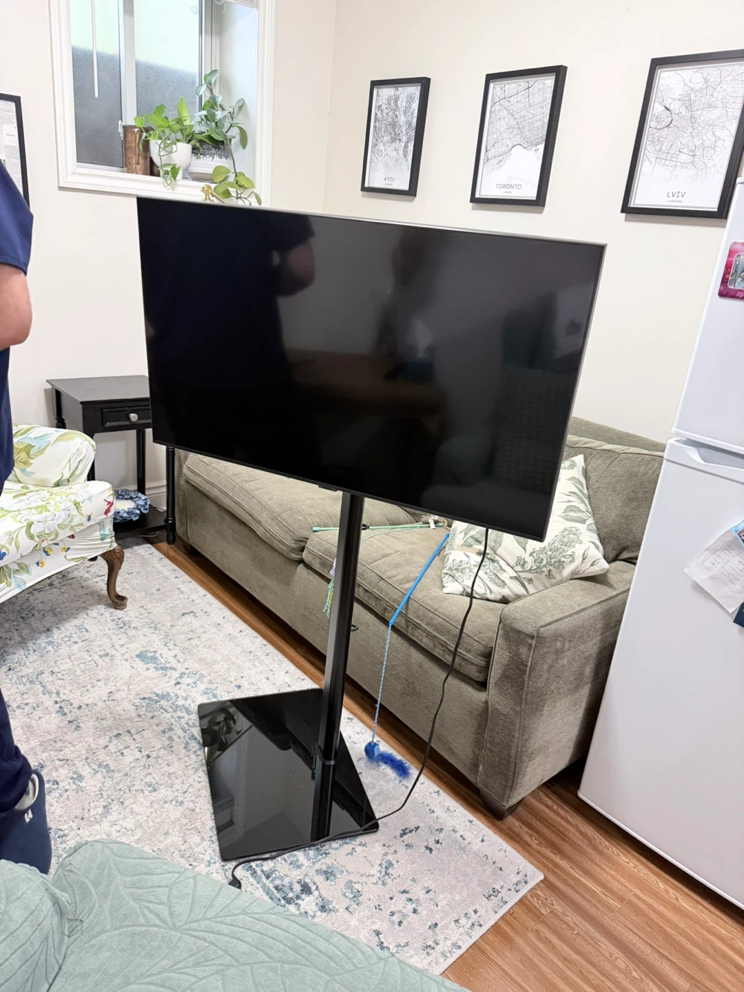 Adjustable TV Stand with Black Base