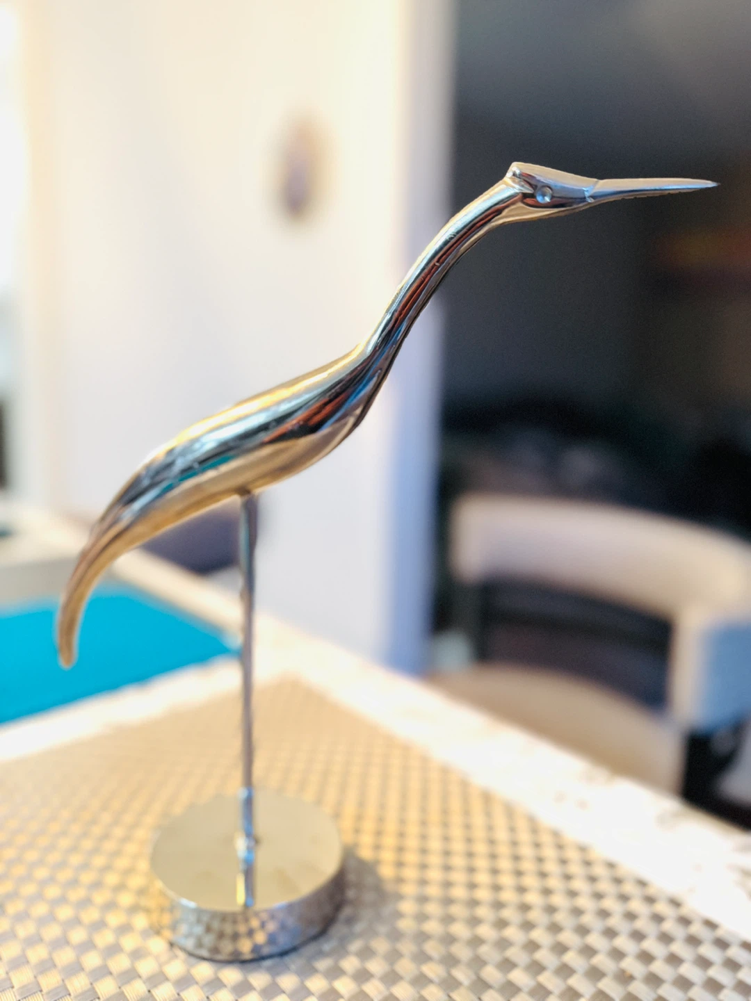 Chrome Heron Bird Sculpture - photo 4