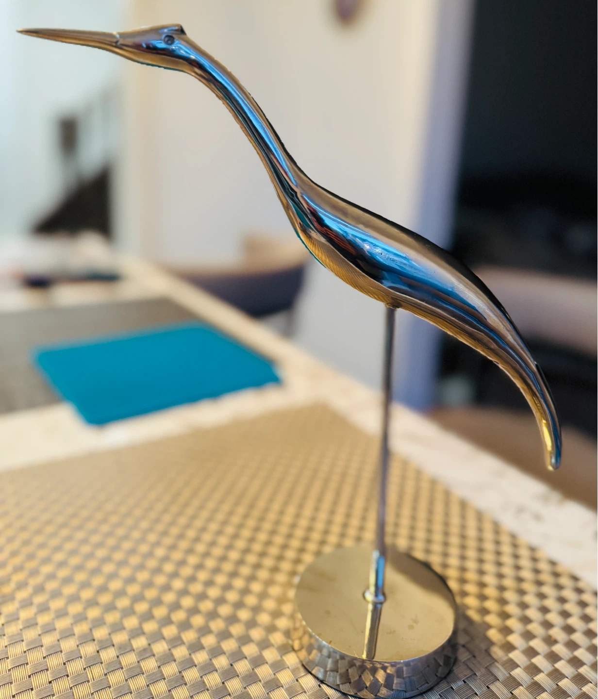 Chrome Heron Bird Sculpture - photo 2