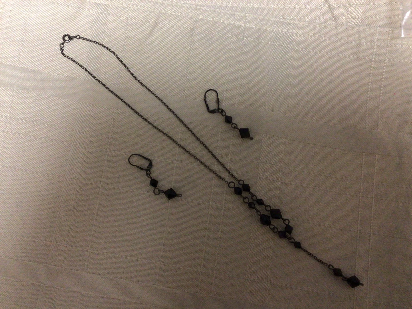 Vintage Black Beaded Necklace and Earring Set - photo 3