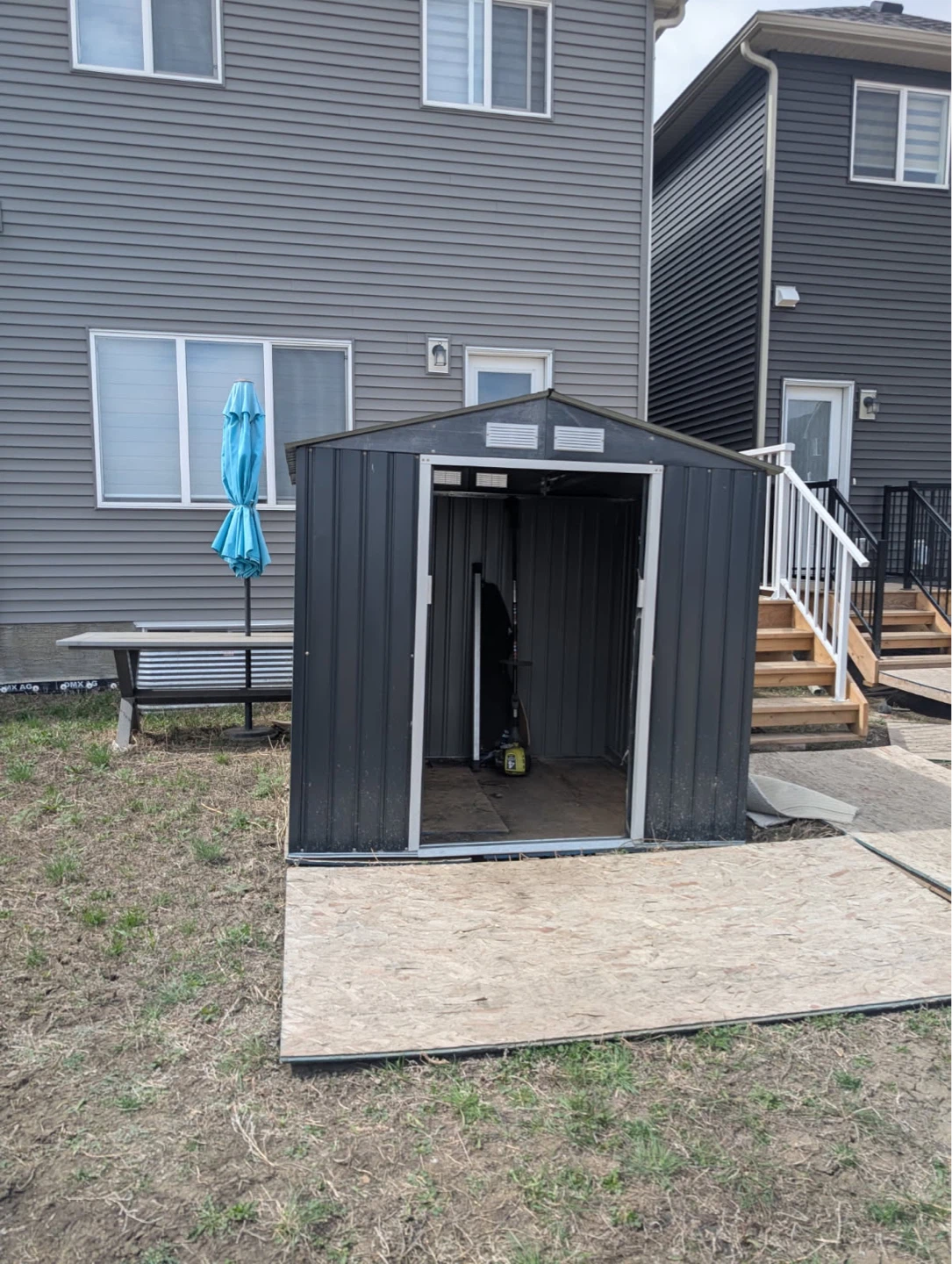 Grey Metal Storage Shed