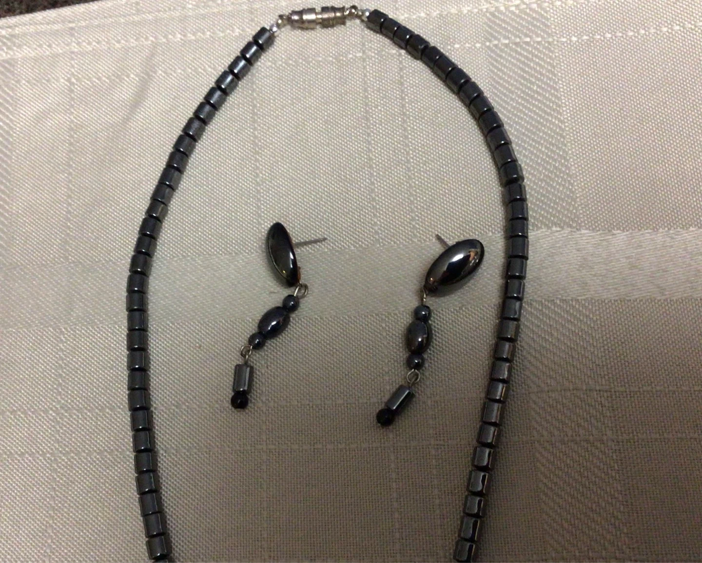 Vintage Hematite Necklace and Earring Set - photo 4