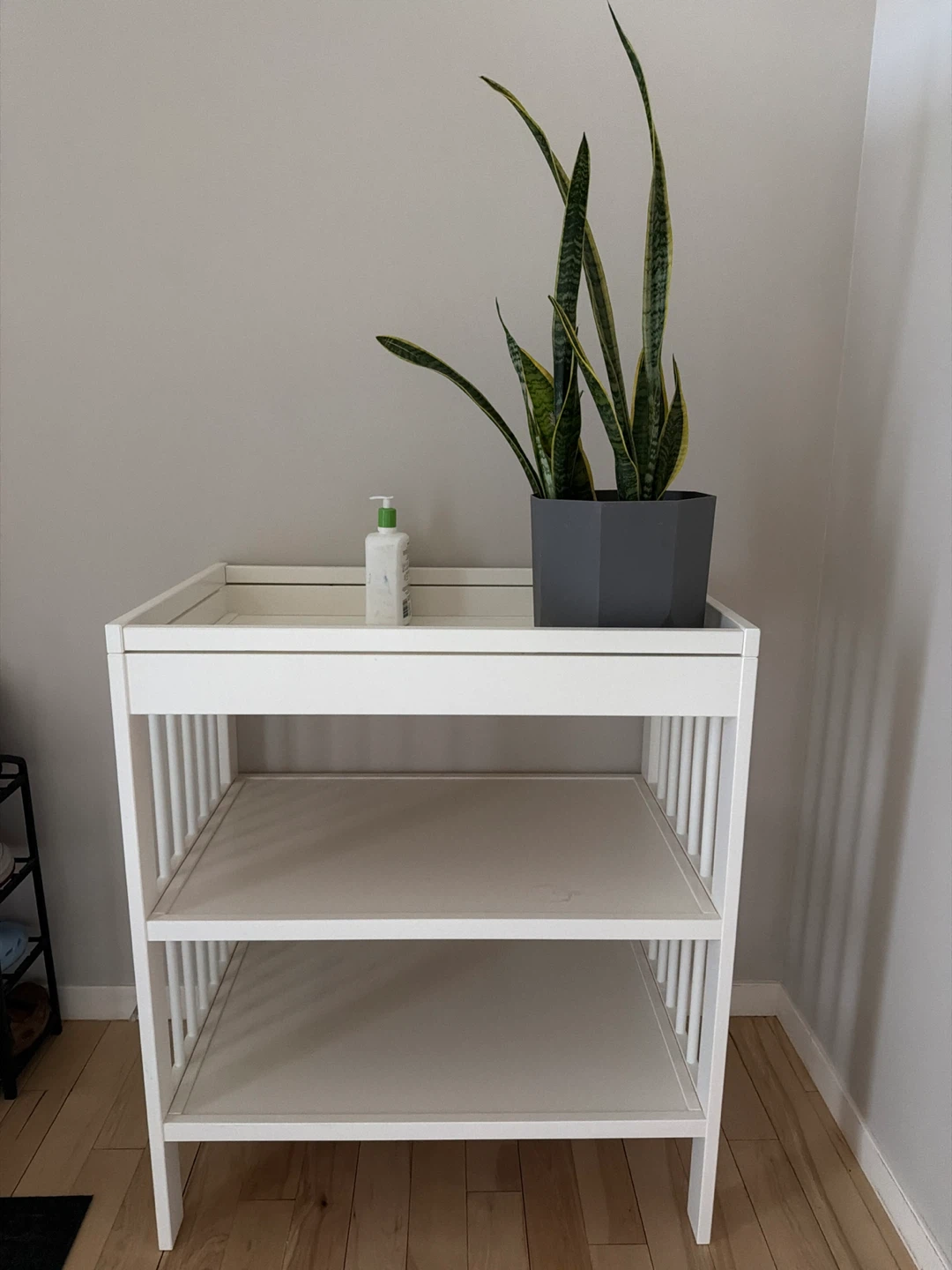 White Baby Changing Table with Shelves