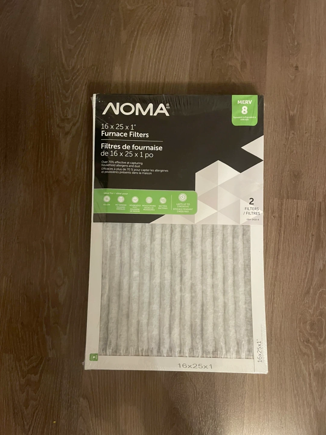 NOMA 16 x 25 x 1" Furnace Filters (2 Pack)