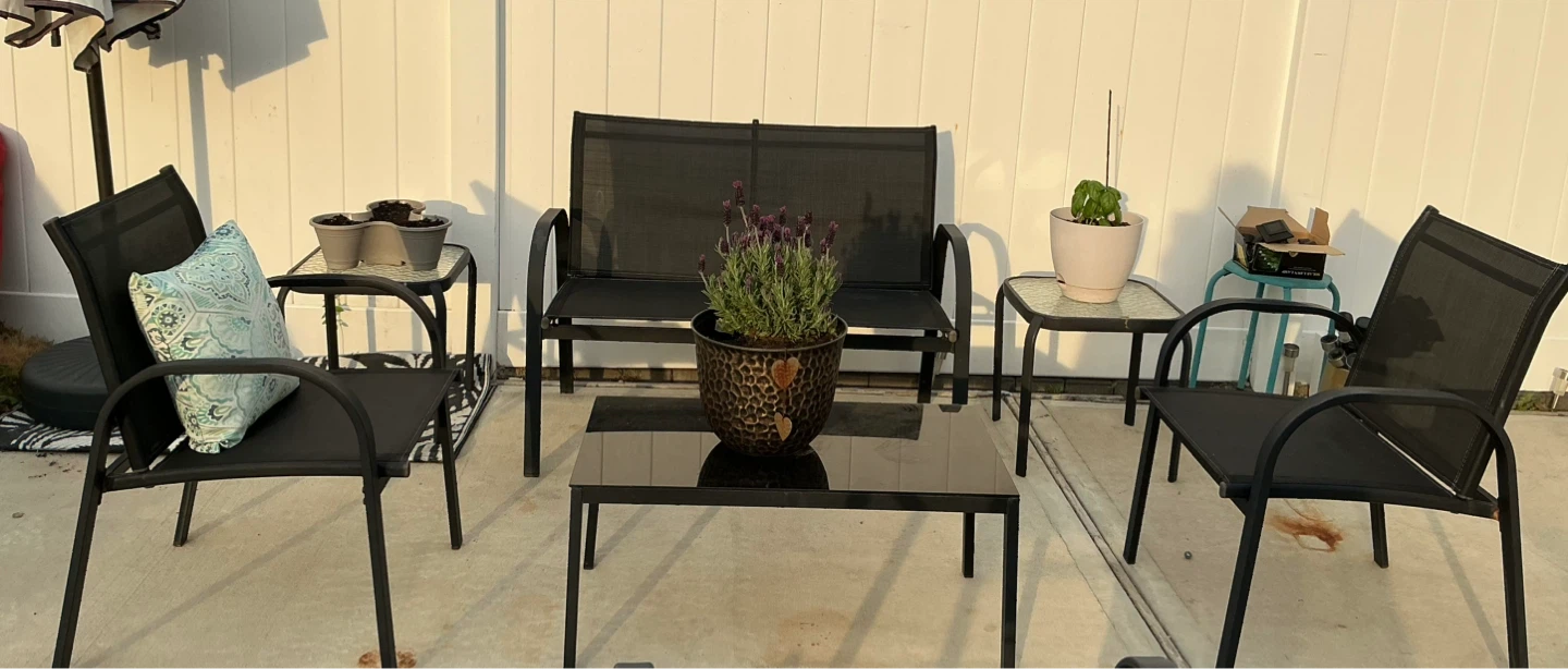 Black Outdoor Patio 6 piece Furniture Set