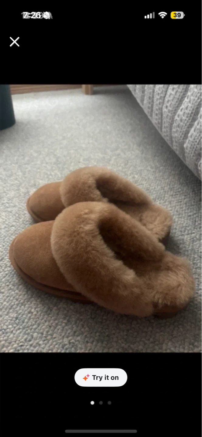 Brown Fuzzy Slippers size 7