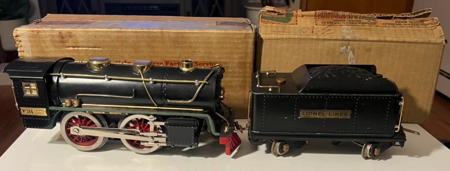 Lionel "No. 384" Black Electric Train Engine and Tender - photo 4