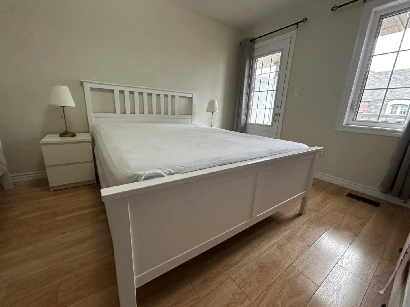 IKEA-White Wooden Bed Frame with Headboard - photo 2