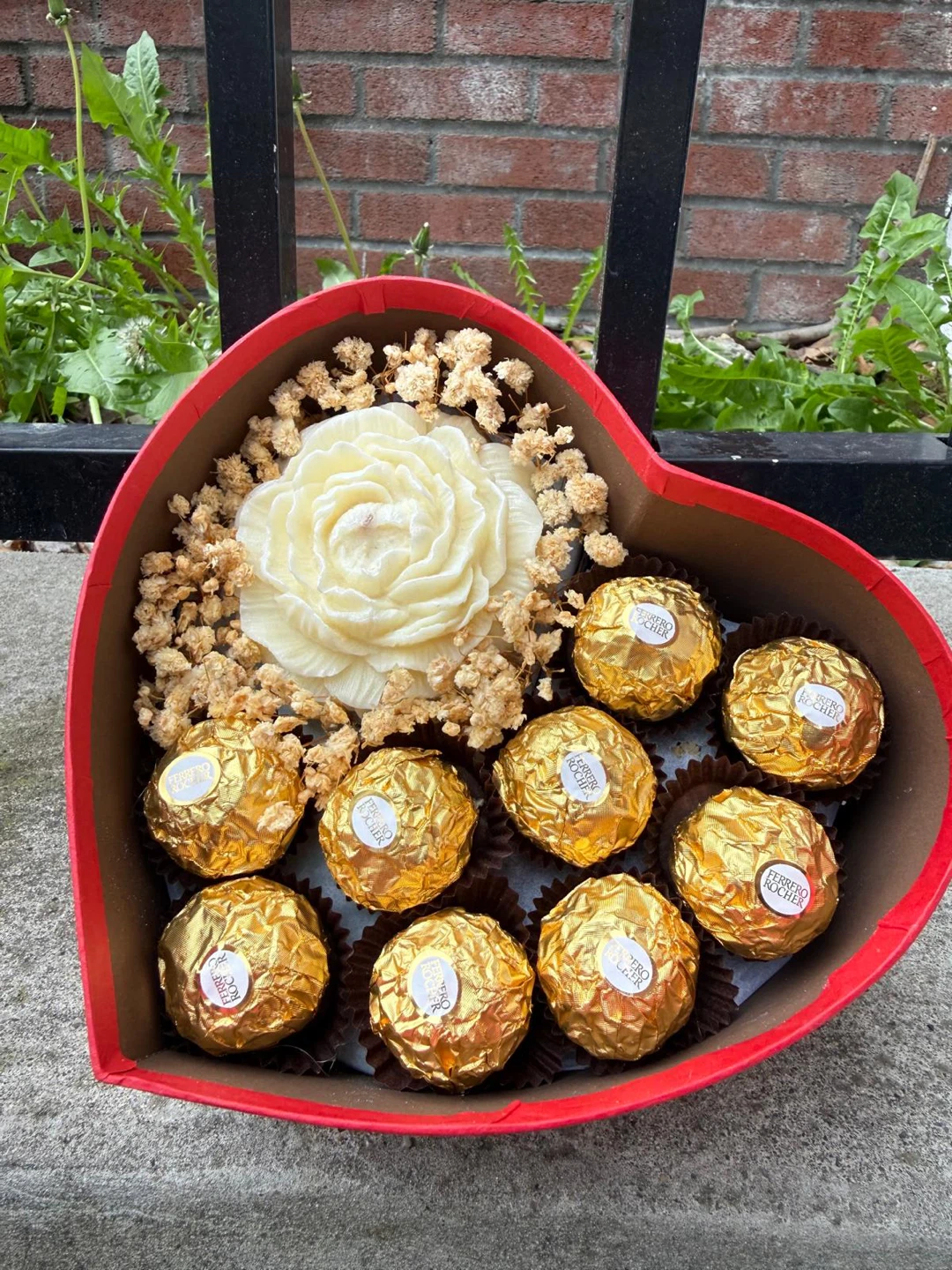 Ferrero Rocher Chocolate Heart Box with Candle