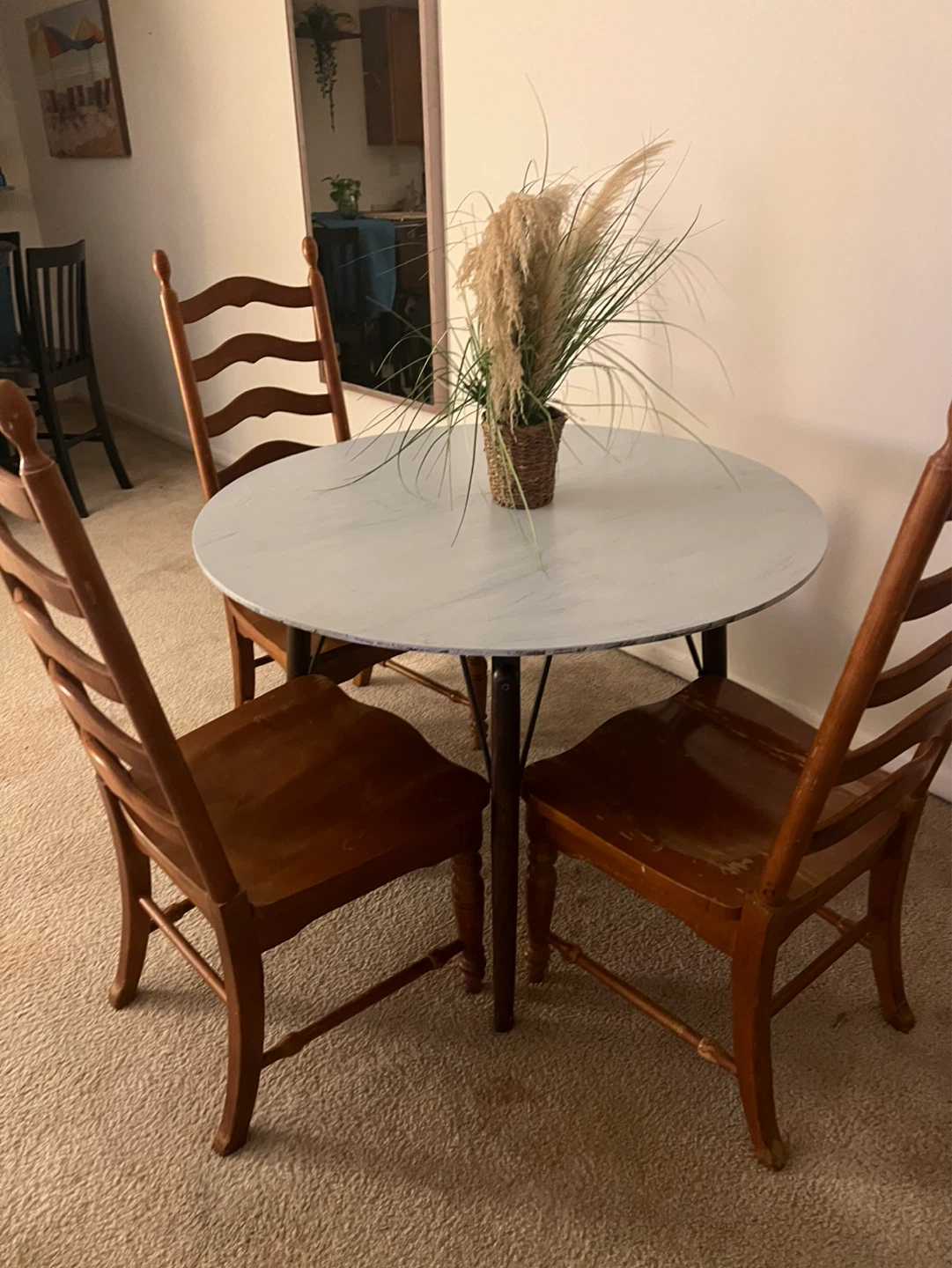 Round Dining Table with 3Wooden Chairs - photo 4