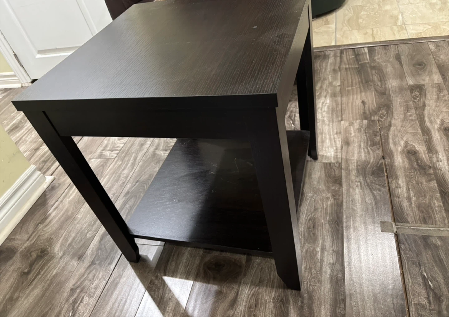 2 Dark Brown End Table with Shelf