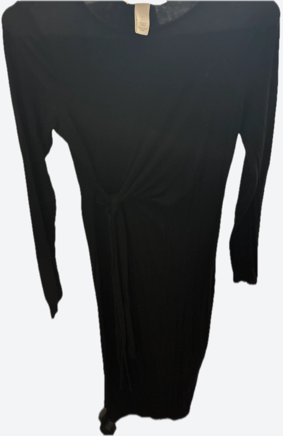 FREE Black Long Sleeve Maternity Knit Dress with Tie Waist